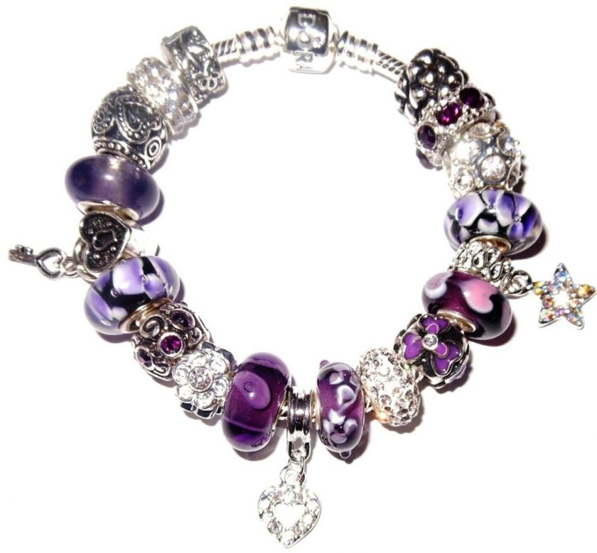   SILVER 925 BRACELET SET BOX & BAG CLASSIC PURPLE 1 PICK SIZE  