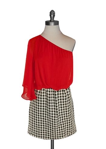 NWT Judith March Red Chiffon Blouse & Houndstooth Mini Dress  