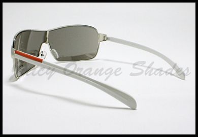 Mens Stylish Trendy METAL Frame SHIELD Designer Sunglasses SILVER 