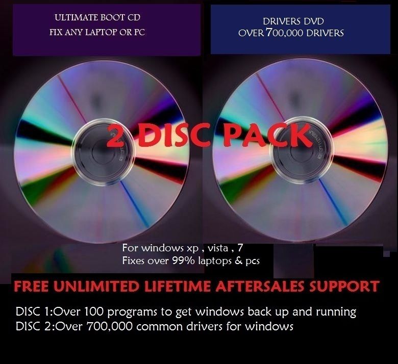 Windows 7 VISTA XP repair recovery compatible boot disc cd for Laptops 