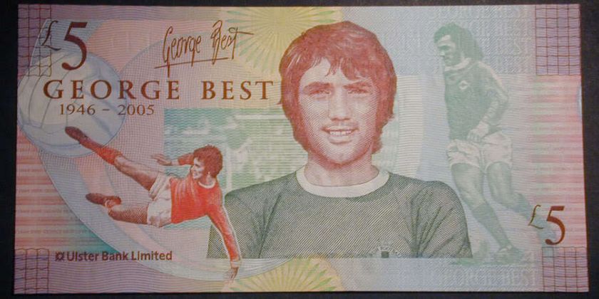 IRELAND GEORGE BEST FIVE POUND NOTE WITH WALLET  