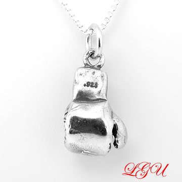 STERLING SILVER BOXING GLOVE 3D CHARM and 20 NECKLACE  