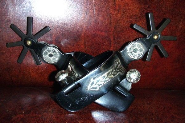 Black & Silver Western Cowboy Spurs Mexico #20  