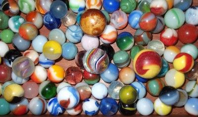 125 OLD, VINTAGE, ANTIQUE & SWIRL, CLAY MARBLES #SG 329  