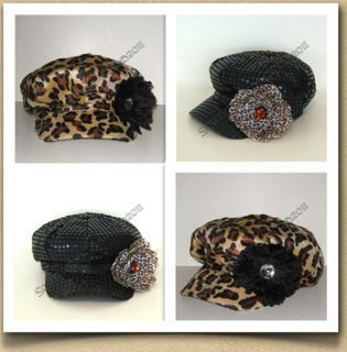 LEOPARD DIVA NEWSBOY CAP SAME DAY SHIP  