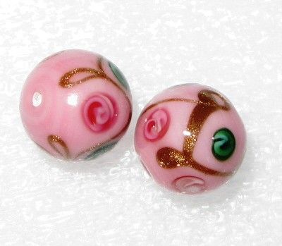 VINTAGE EUROPEAN GLASS PINK WEDDING CAKE BEADS  