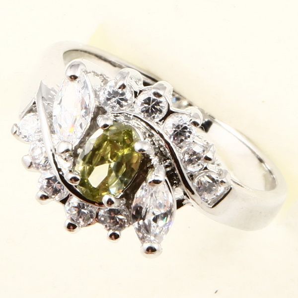 NOBLE LADY GREEN PERIDOT *A005* Wedding RING  