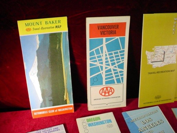 Vintage 10 Lot AAA MAPS 1960s/1970s Northwest US CALIFORNIA Vancouver 