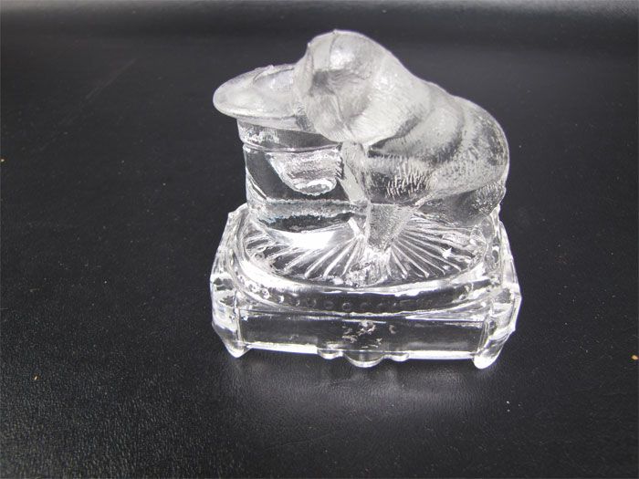 Antique Belmont Glass Dog With Hat Toothpick Holder  