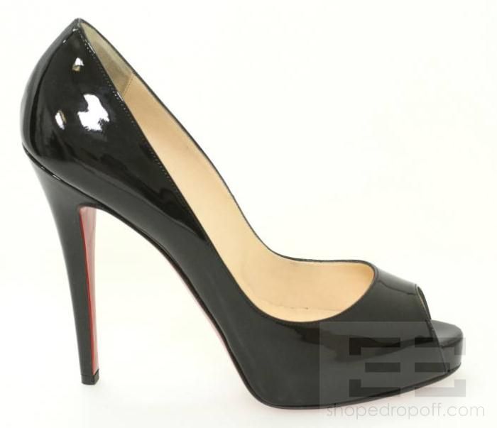   Louboutin Black Patent Leather Very Prive 120 Platform Heels Sz 39 NEW