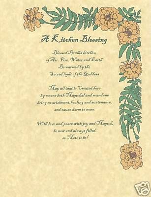 Book of Shadows Color Kitchen Blessing poster page  