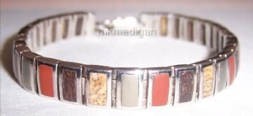   silver bronzite pyrite red jasper picture jasper bracelet packaged