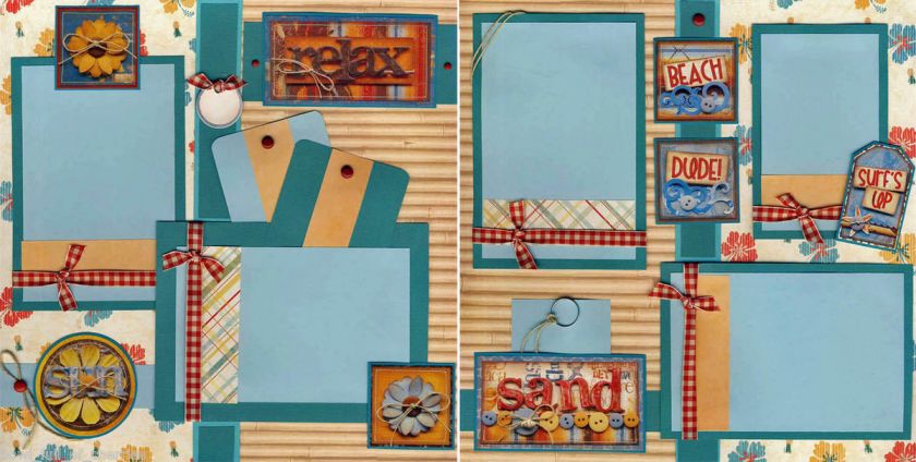   VACATION TRAVEL SAND ~ 2 premade scrapbook pages 12x12 BY CHERRY