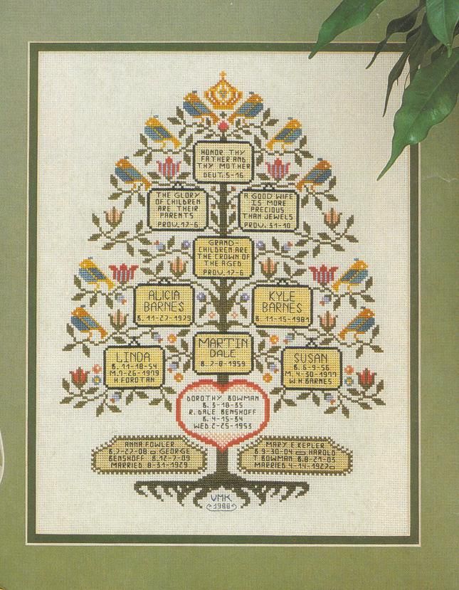 CROSS STITCH FAMILY TREE EARLY S. BUSH SAMPLER & MORE  