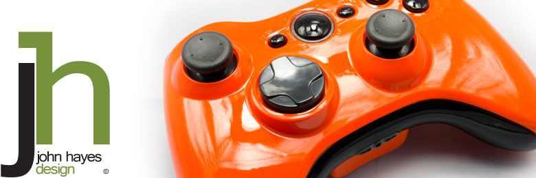 CUSTOM MODDED XBOX 360 ORANGE AND BLACK CONTROLLER SHELL CASE MOD 