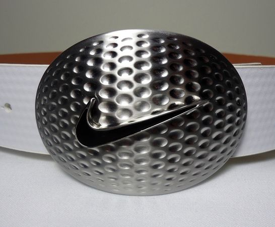 NEW $50 NIKE Signature Swoosh Golf Leather Belt WHITE NIKE GOLF TOUR 