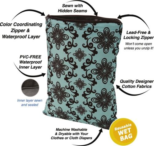 NEW Planet Wise Reusable Wet/Dry Bag Holds 8 9 diapers  