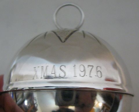 1976 Silver Plate Christmas Sleigh Bell Denmark Silver Excellent 