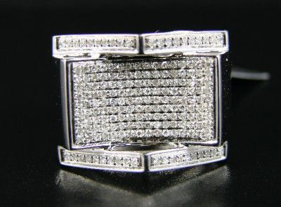 MENS WHITE GOLD FINISH PINKY SI DIAMOND XL RING .75 CT  