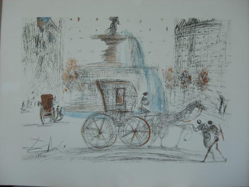 Plaza, original etching by Salvador Dali 1964  