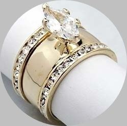 7ct CZ Marquise Wedding Ring Set sz 5,6,7,8,9,10  