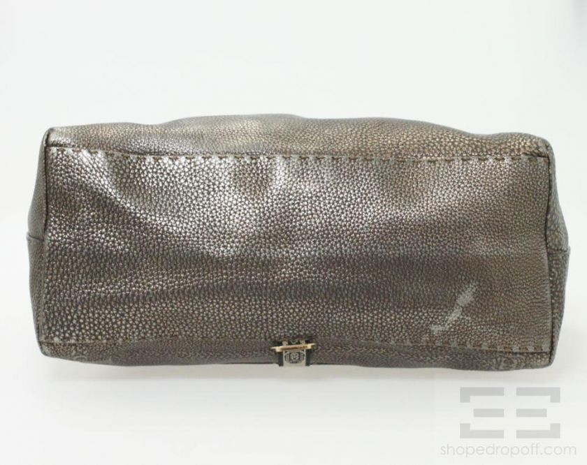Fendi Selleria Bronze Pebbled Leather Grand Borghese Handbag  