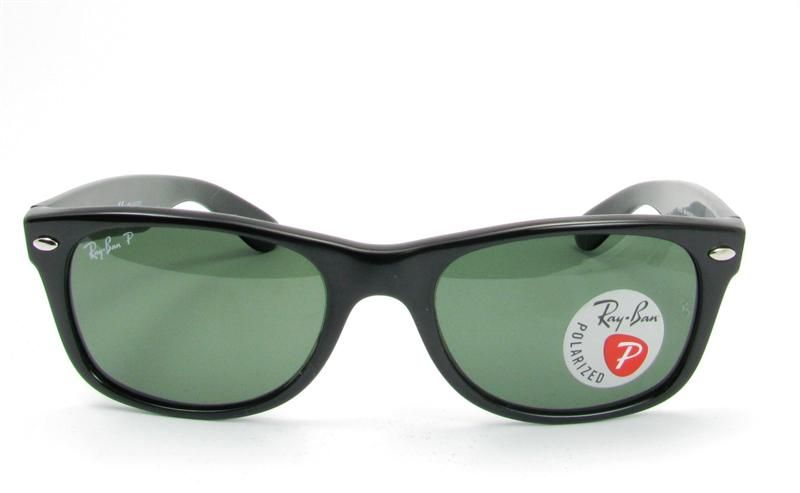 Ray Ban New Wayfarer RB2132 901/58 Black/Crystal Green Polarized 55mm 