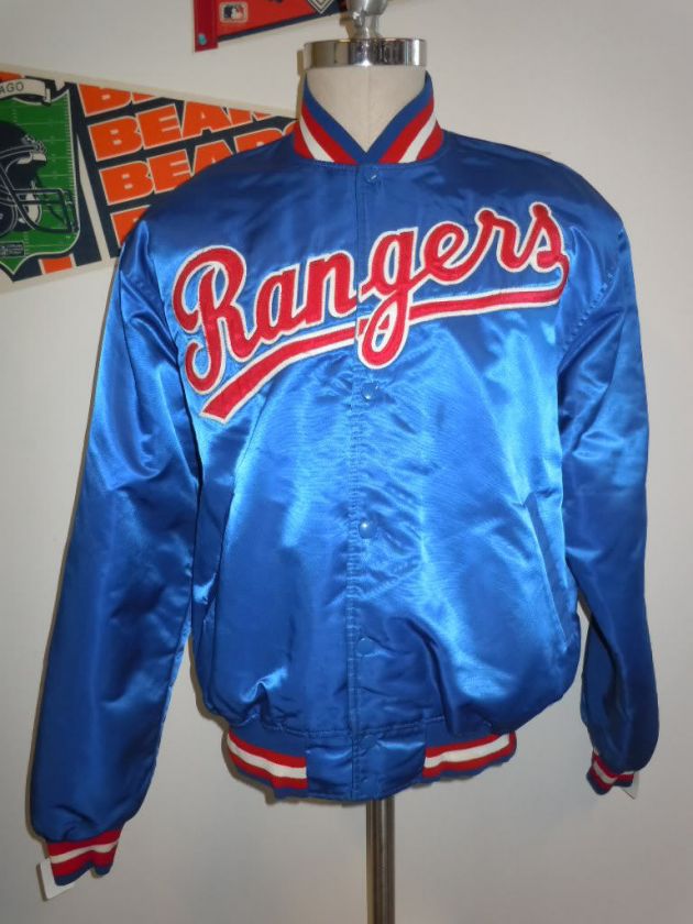 vintage TEXAS RANGERS retro satin STARTER JACKET LARGE  