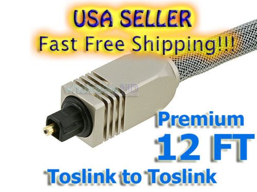 PREMIUM TOSLINK DIGITAL AUDIO FIBER OPTIC CABLE 12 FT  