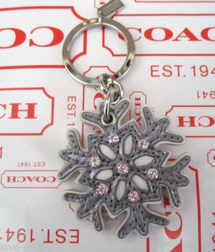 NWT COACH RHINESTONE SNOWFLAKE HOLIDAY KEYCHAIN W/ DUSTBAG  