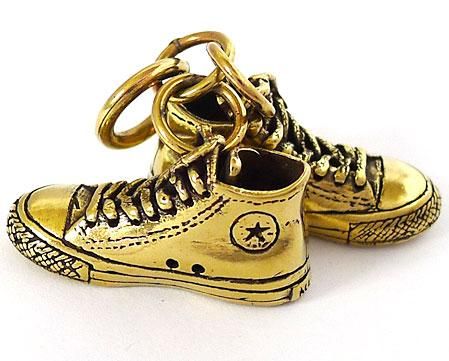   STAR CONVERSE SNEAKER SHOES GOLD BRASS PENDANT NEW BRONZE CHARM  