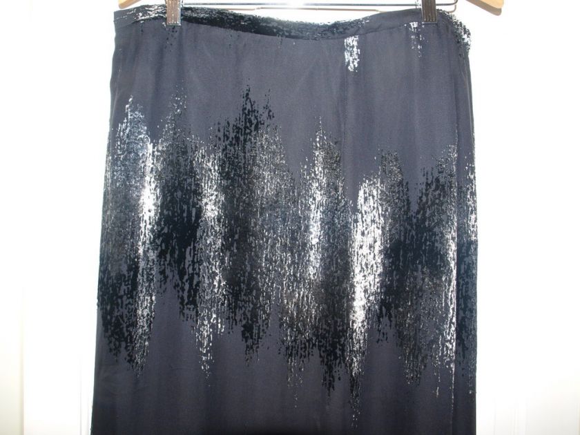 TAMOTSU LONG VISCOSE/SILK BLACK & GRAY VELVET SKIRT XL  