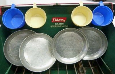 Camping Lot Coleman Stove 413F Vintage 2 Burner Cook Kit 4 Collectible 