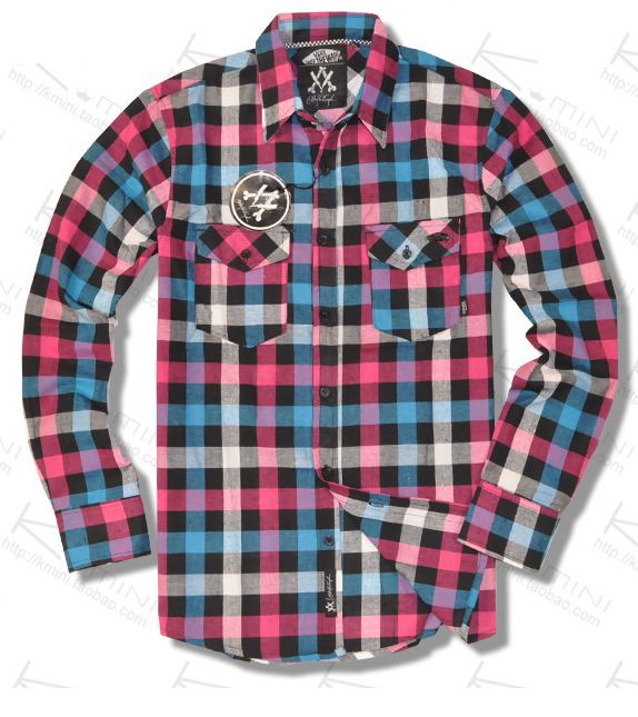 Vans Off The Wall Plaid Shirt Flannel Blue & Pink  