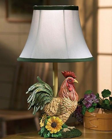 Country Iron Metal Rooster Floor Lamp Ginham Shade NEW  