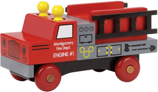 Classic Wooden Fire Truck Toy by Maple Landmark Woodcra  