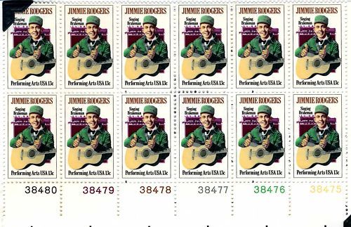 Jimmie Rodgers 12 13 cent US Stamps # 1755  
