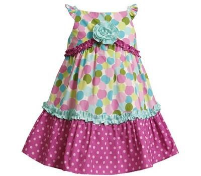 Bonnie Jean Girl Circle Print Polka Dot Summer Dress 3T  