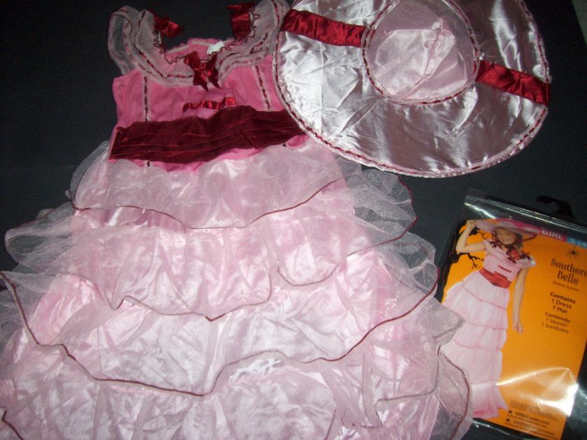 NEW Girls Dress Up Costume Southern Belle Hoop Dress Hat size 4 5 6 8 