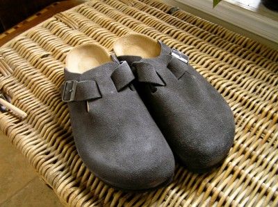 BIRKENSTOCK BOSTON Clogs Suede Leather Gray Size Choice  