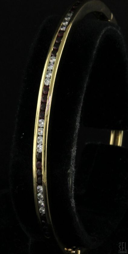   & CO. 18K GOLD 1.48CTW VS1/F DIAMOND/RUBY HINGED BANGLE BRACELET