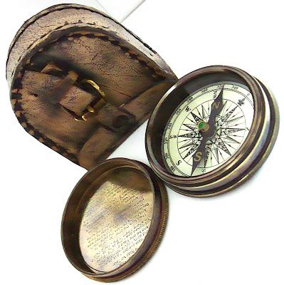 Robert Frost Poem Compass Pocket Compass w Leather Case  