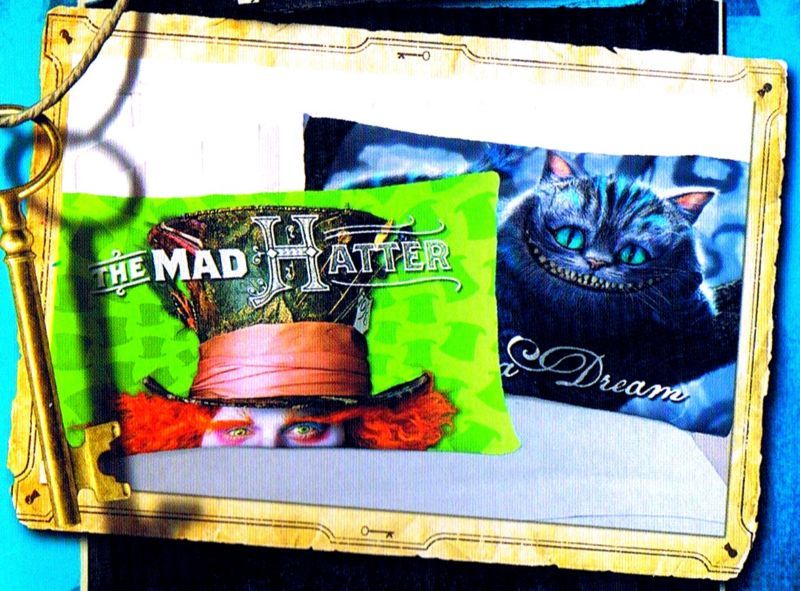 Alice in Wonderland Mad Hatter Cheshire Cat pillowcase  