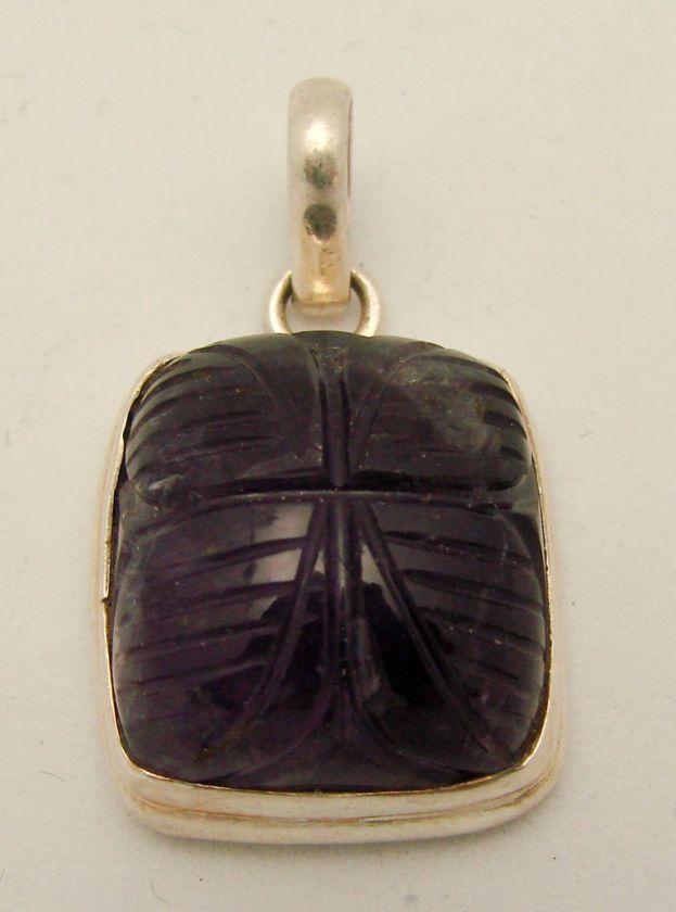 Sterling Silver Carved Amethyst Pendant 925  