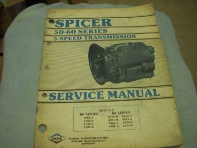   50 60 Series 5 speed Transmission Service Manual 5052 6052 6253  