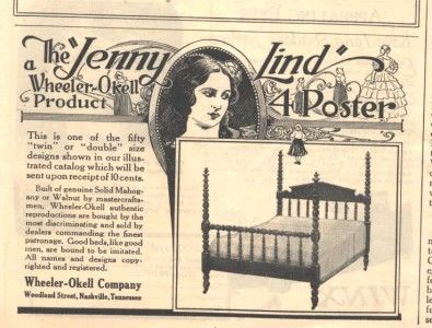 1926 lg ad jenny lind four poster bed  