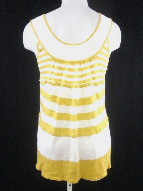   off white stripes, stitch detail, tiers, and a scoop neckline