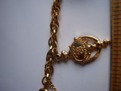 VINTAGE AVON AWARDS CHARMS BRACELET GOLDTONE ACORN ROSE  