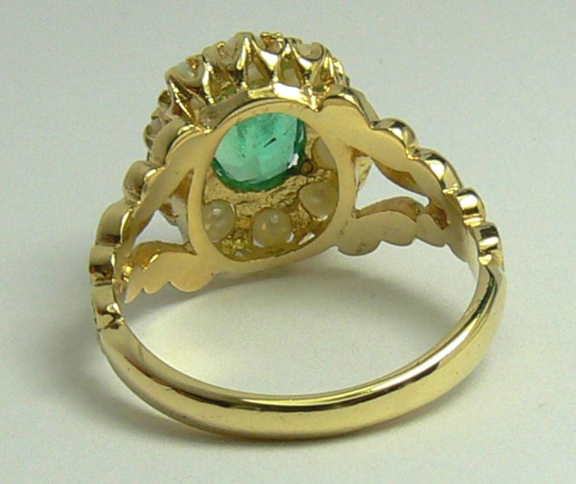 Antique Colombian Emerald & Seed Pearl Ring 1.20cts  