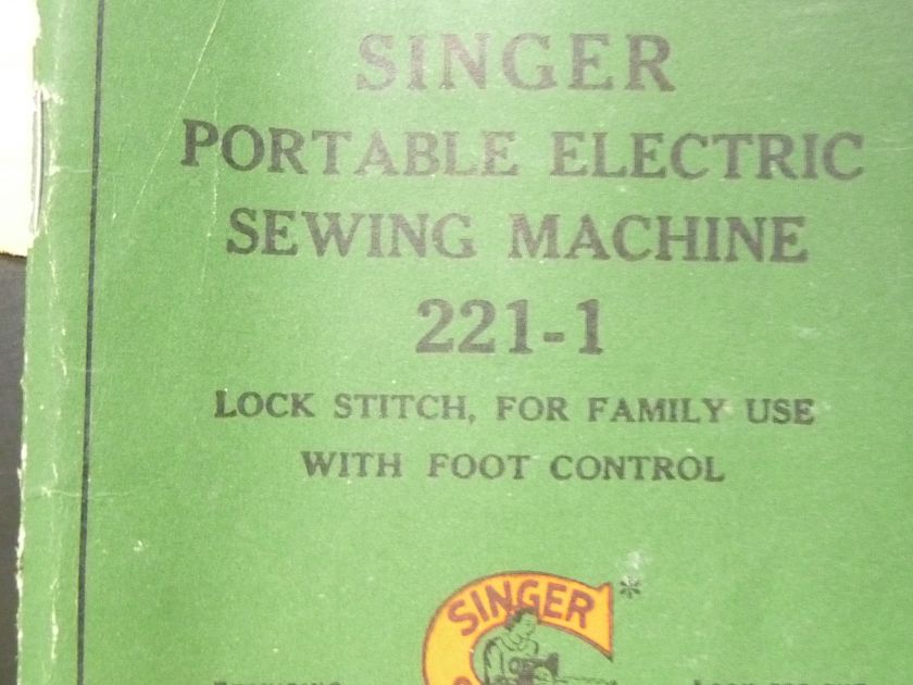   SINGER 221 1 FEATHERWEIGHT QUILTER PORTABLE ELECTRIC SEWING MACHINE